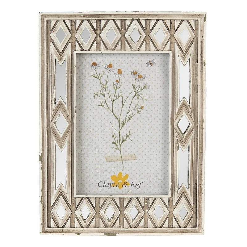 Fotorahmen Beige mit Spiegelkante, für Fotos 10 × 15 cm