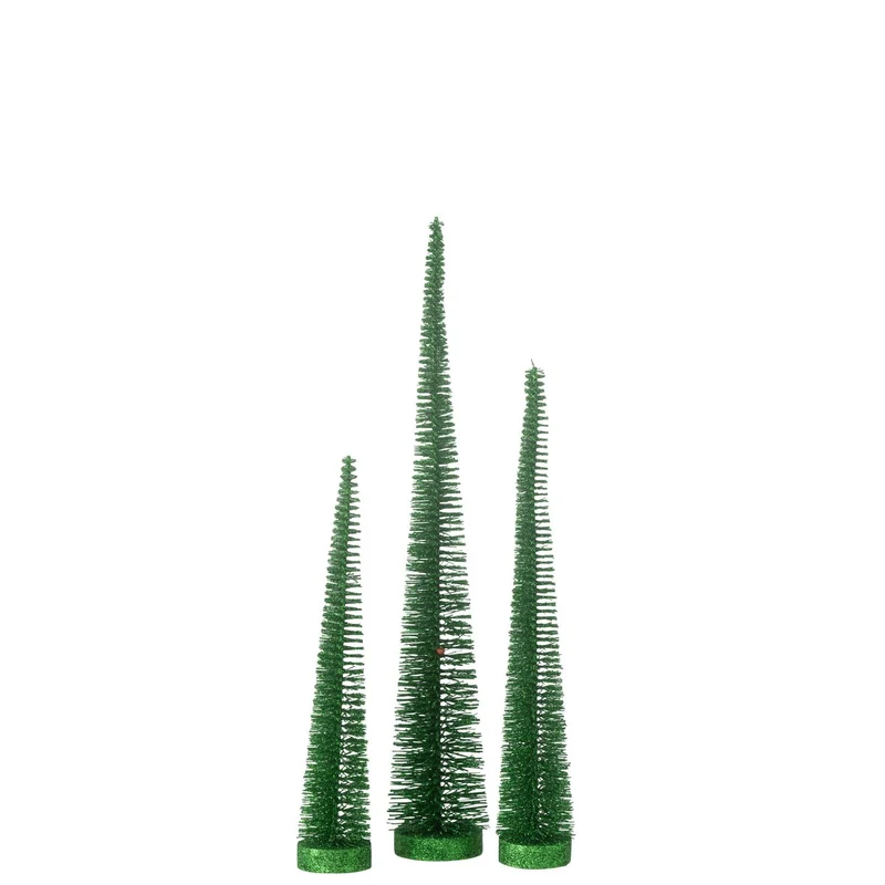 Weihnachtsbaum Deko mit Glitzer, grün | 3er-Set