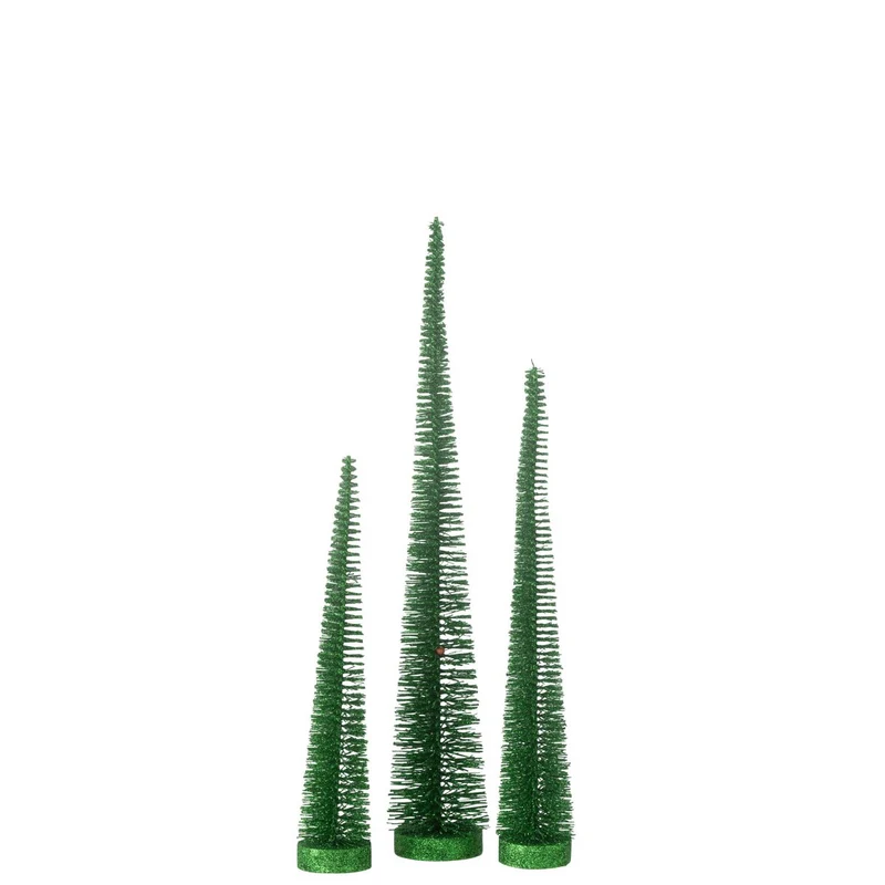 Weihnachtsbaum Deko mit Glitzer, grün | 3er-Set