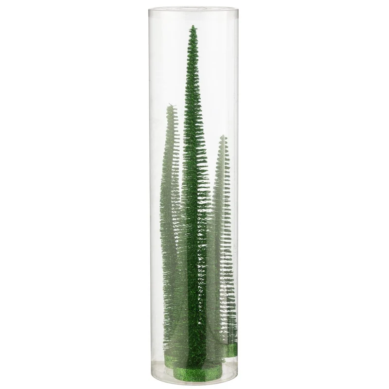 Weihnachtsbaum Deko mit Glitzer, grün | 3er-Set