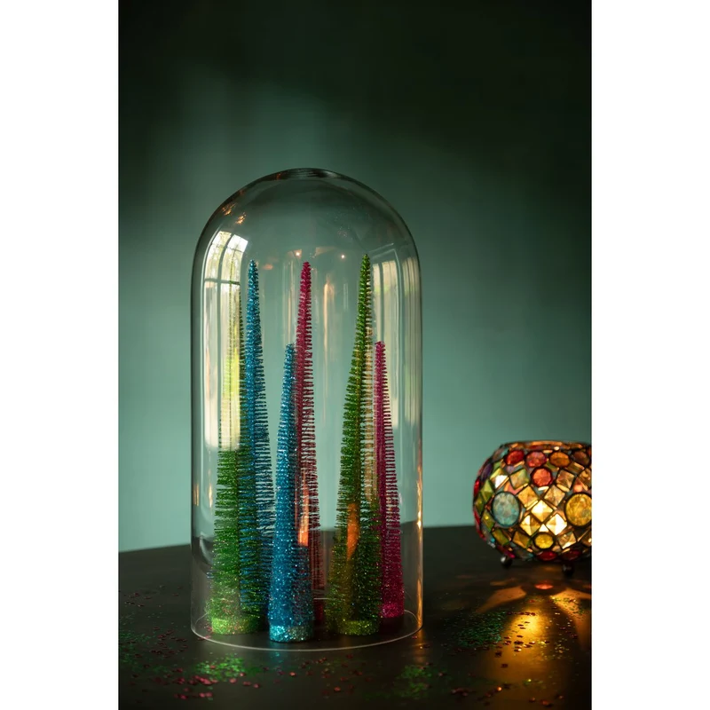 Weihnachtsbaum Deko mit Glitzer, grün | 3er-Set