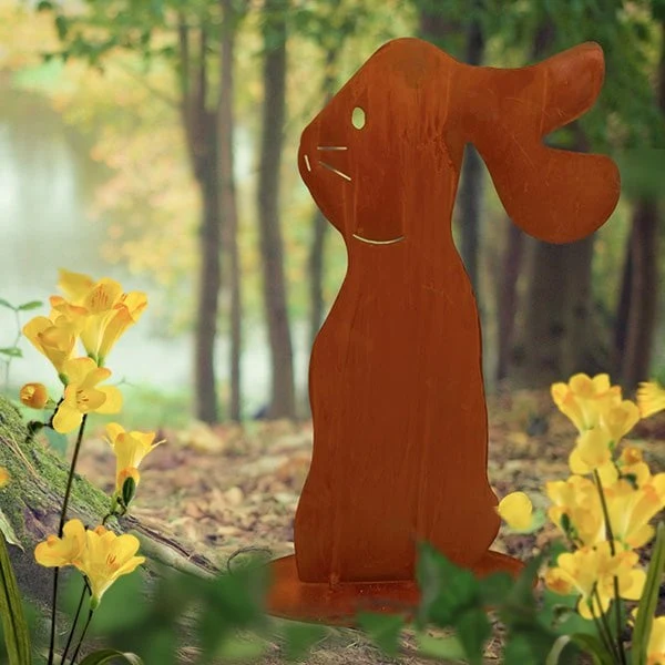 Osterhase Felix | Edelrost Gartendeko für Ostern