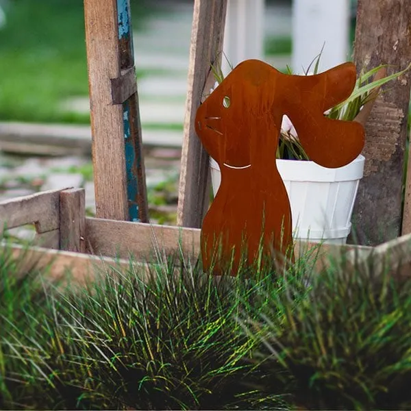 Osterhase Felix | Edelrost Gartendeko für Ostern