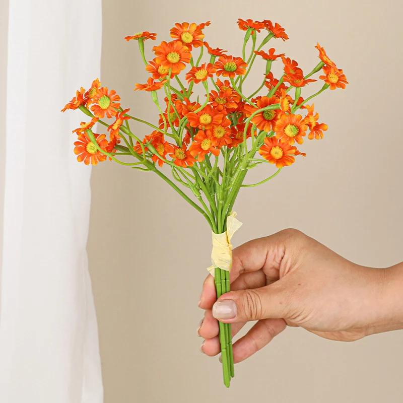 Künstliche Gänseblümchen Handstrauß, 27 cm, Real-Touch, Weiß, für Hochzeiten, Dekoration, Floristik, Innenbereich