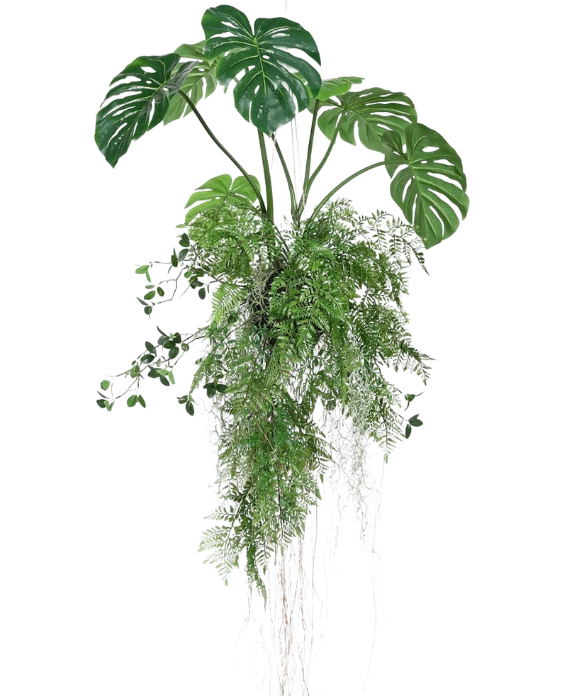 Künstliche Hängepflanze Monstera/Farnkugel 100 cm XL