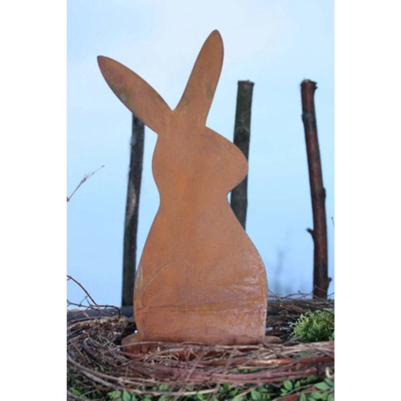 Osterdeko Hase Franz | Edelrost Osterhase aus Metall