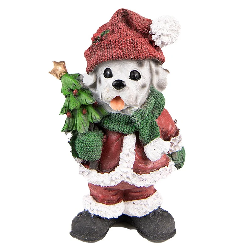 Weihnachtshund-Figur in Rot und Grün