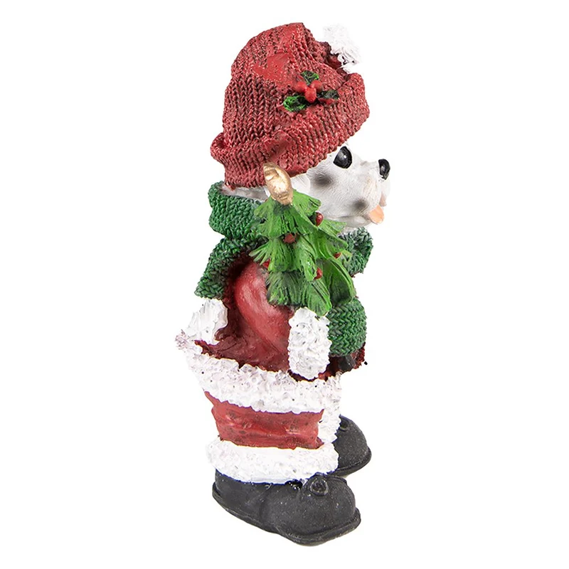 Weihnachtshund-Figur in Rot und Grün