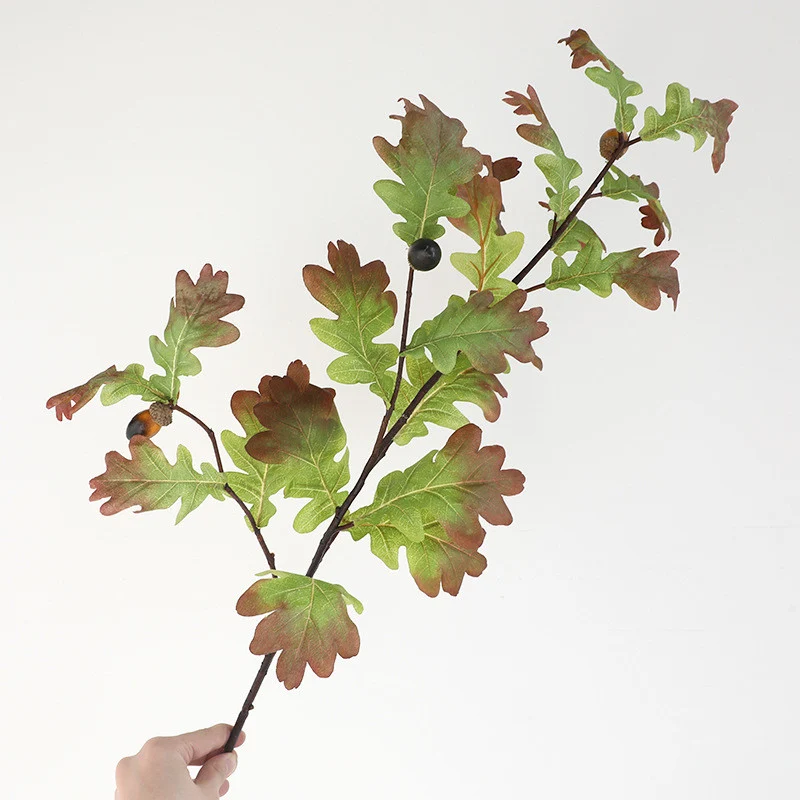 Künstliche Eichenlaubzweige 96 cm, realistische Herbstfarben, für Hochzeiten, Gartendeko, Outdoor-Dekoration, langlebig, UV-beständig