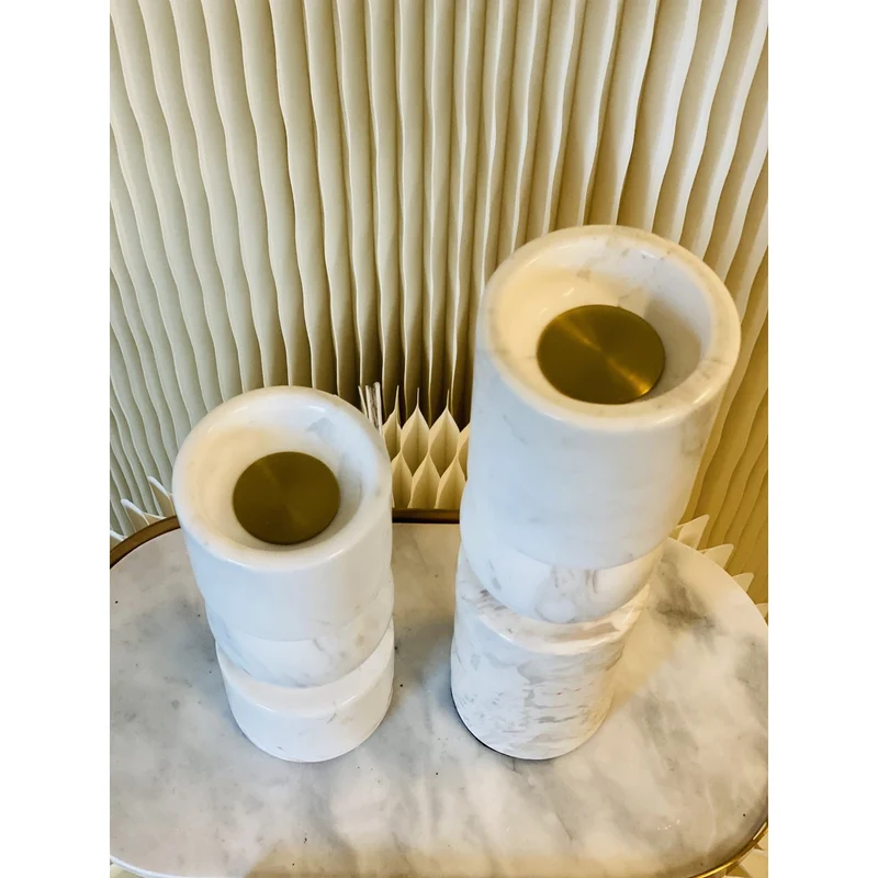 Kerzenhalter-Set aus weißem Marmor, wendbar