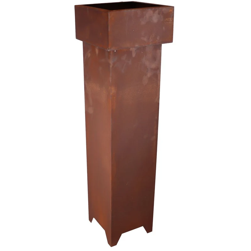 Gartendeko-Säule mit Blumenschale aus Edelrost