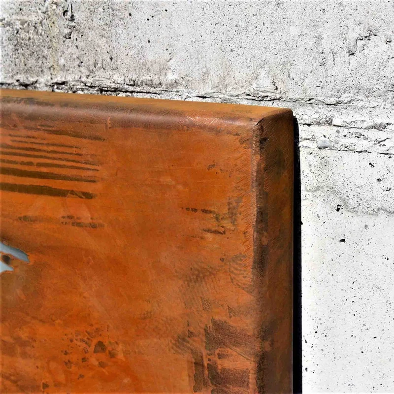 Weltkarte in Edelrost-Design mit Glas für Zuhause und Büro