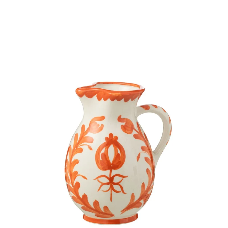 Keramikkrug Granada in Weiß-Orange