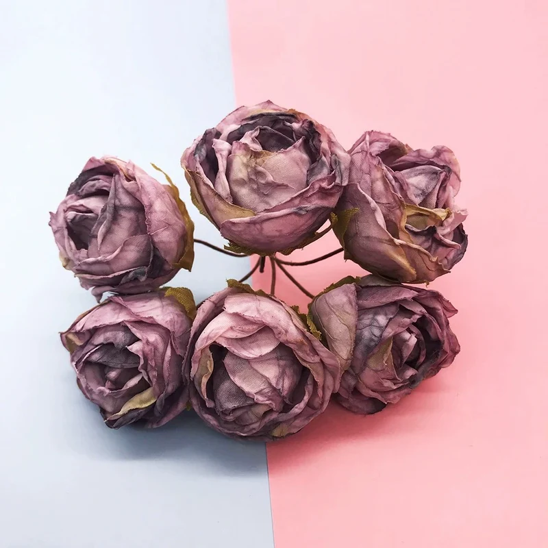 Künstlicher Rosenstrauß, 10 cm, realistisch, ideal für Hochzeiten, Geschenke, Dekoration, langlebig, pflegeleicht, 6 Blüten