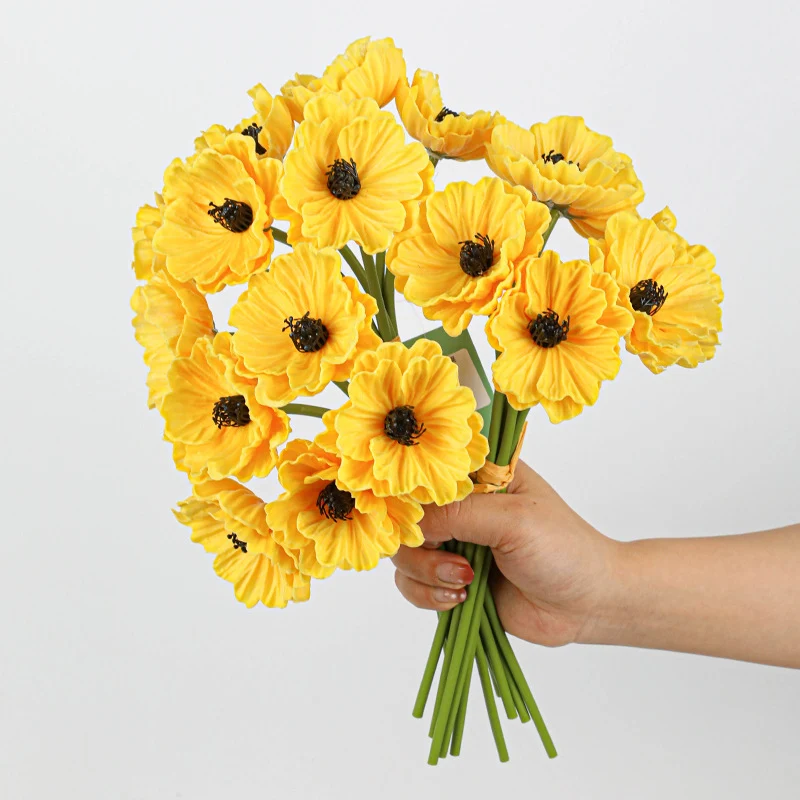 Künstliche Mohnblumen (Papaver) aus PU, 6 Blüten, 30 cm lang, realistisch für Hochzeit, Hotel, Herbstdekoration