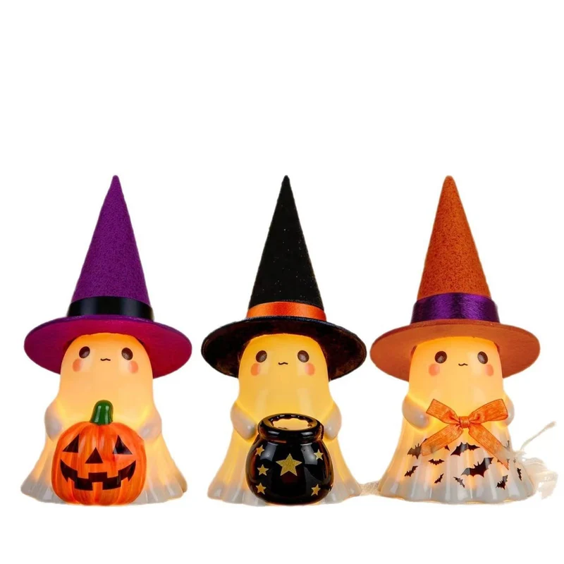Halloween Leuchtgeist-Deko, 13 cm hoch, 6,8 cm breit, Kunststoff, für Garten, Terrasse, Innen- und Außendekoration