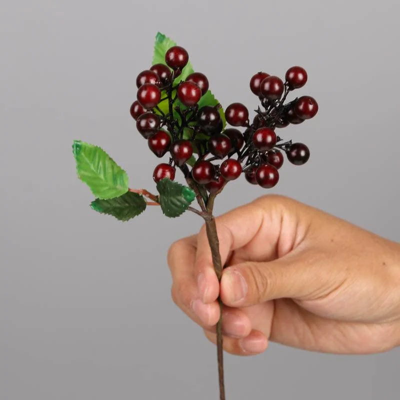 Künstliche Stechpalmenbeeren-Zweige | 28 cm | Schaumstoff | Weihnachts- & Herbstdeko | 6 Farben | Großhandel