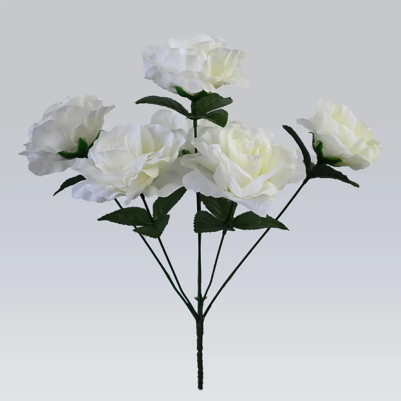 Künstlicher Rosenstrauß mit 6 Edelrosen, 36 cm, Täuschend Echte Kunstblumen mit Großen Blüten (Ø 10 cm), für Vase, Hochzeit & Floristik