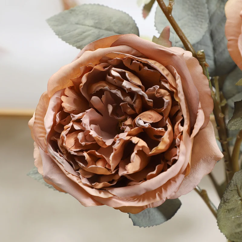 Künstlicher Herbst-Rosenstrauß 72 cm, realistisch, in warmen Farben, perfekt für Hochzeiten, Tischdekoration, Café- und Hotelgestaltung