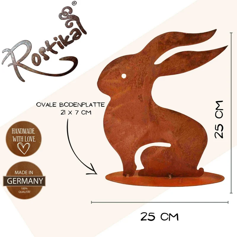 Osterhase Ulla aus Edelrost im Shabby-Chic-Stil