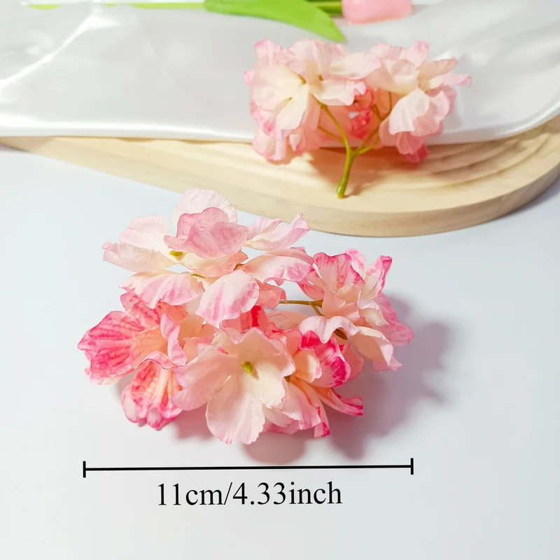 Künstliche Hortensienköpfe mit geflammtem Rand, 5 cm, Realistische Kunstblumen für DIY Gestecke, Hochzeit, Tischdeko, Basteln & Floristik