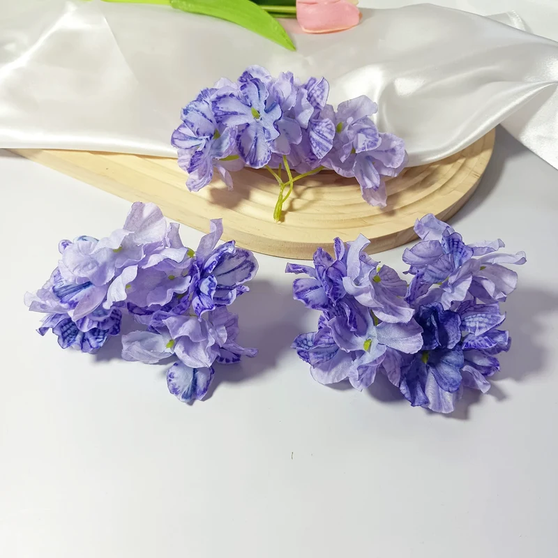 Künstliche Hortensienköpfe mit geflammtem Rand, 5 cm, Realistische Kunstblumen für DIY Gestecke, Hochzeit, Tischdeko, Basteln & Floristik