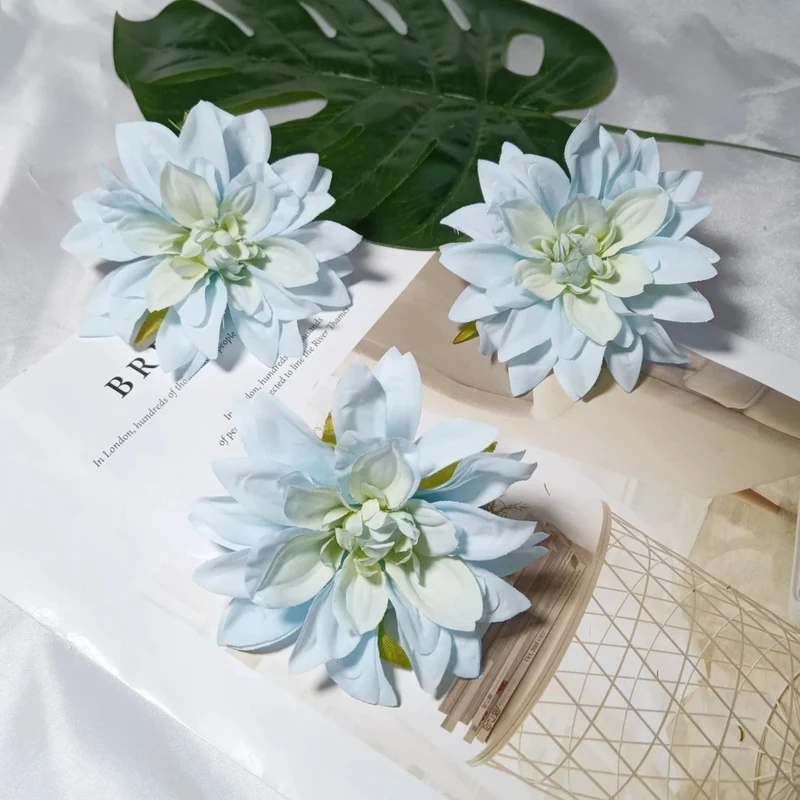 Dahlienköpfe Künstlich 3er Set, 10 cm Realistische Seidenblumen, Blüten für DIY Gestecke, Hochzeit, Kranz & Dekoration, Hochwertige Kunstblumen
