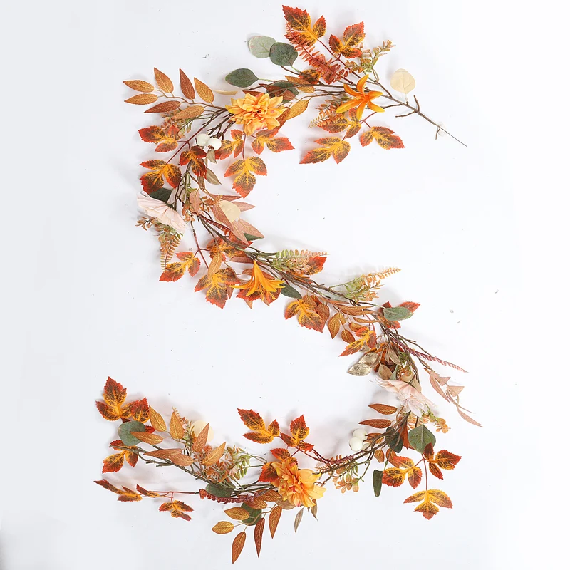 Ahorngirlande künstlich 200 cm, täuschend echte Herbstblätter-Ranke, langlebige Herbstdeko für Hochzeit, Event & Zuhause, warmes Herbstlaub