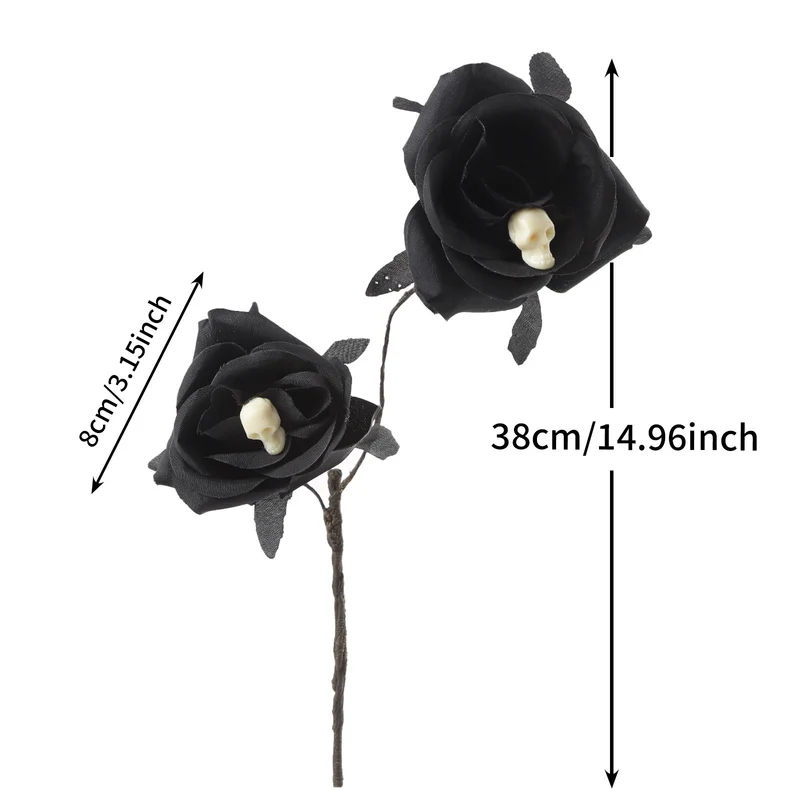 Faux-Rosen mit Spinnen, 38cm, Kunstseide, Gothic Halloween Deko, Hochzeiten, Partys, Innenräume