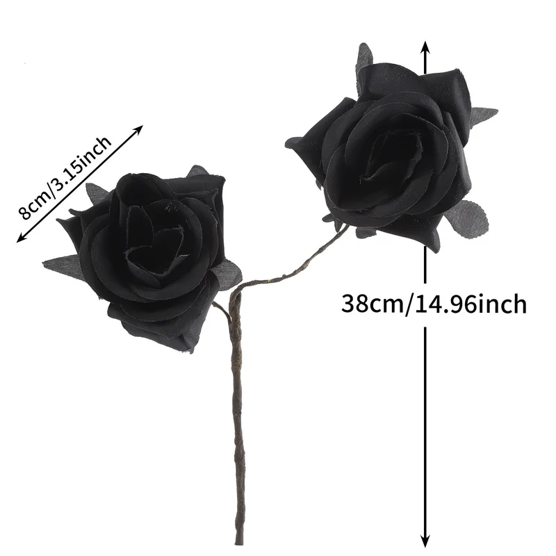 Faux-Rosen mit Spinnen, 38cm, Kunstseide, Gothic Halloween Deko, Hochzeiten, Partys, Innenräume