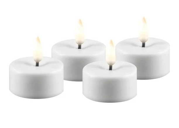 Kleine led waxinelichtjes wit - 4 stuks - Deluxe Homeart
