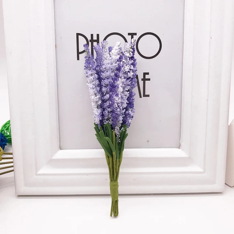 Künstlicher Lavendel Bund 15 cm, Naturgetreue Schaumstoffblumen für DIY, Hochzeit & Floristik, Täuschend Echt für Gestecke & Deko