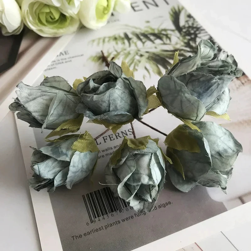 Künstlicher Rosenbund 11cm, 9 Vintage-Farben, Täuschend Echte Seidenblumen für DIY, Hochzeit, Ansteckblume, Gestecke & Tischdeko
