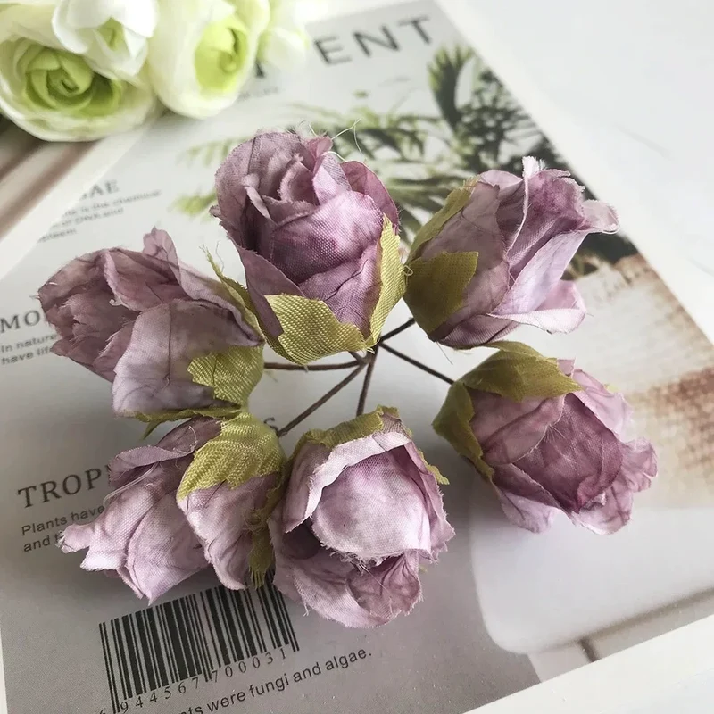 Künstlicher Rosenbund 11cm, 9 Vintage-Farben, Täuschend Echte Seidenblumen für DIY, Hochzeit, Ansteckblume, Gestecke & Tischdeko