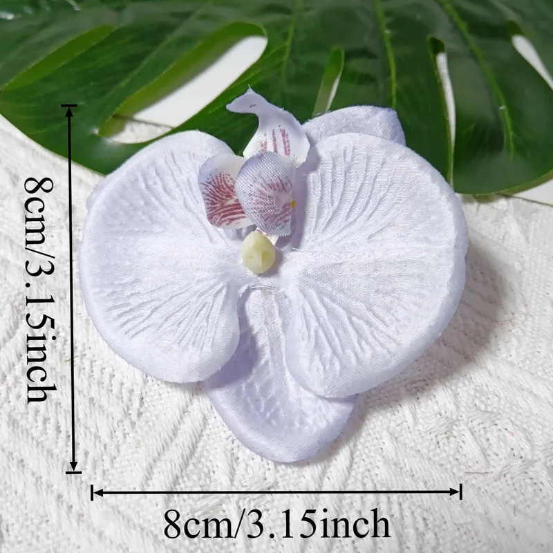 8cm Realistische Kunstorchidee Haarclip, Hochzeitsdekoration, DIY Blüten für Brautsträuße, Tischdeko, Geschenkverpackung