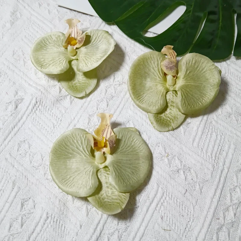 8cm Realistische Kunstorchidee Haarclip, Hochzeitsdekoration, DIY Blüten für Brautsträuße, Tischdeko, Geschenkverpackung