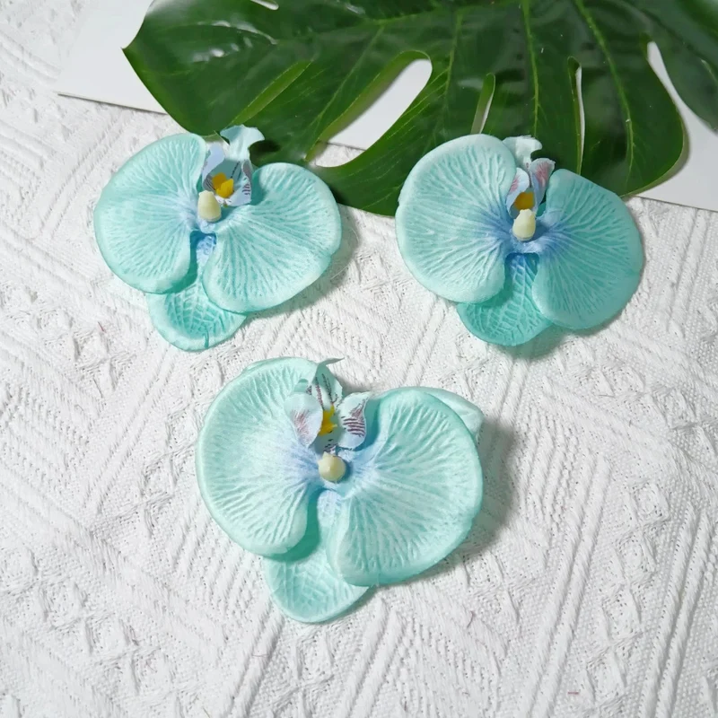 8cm Realistische Kunstorchidee Haarclip, Hochzeitsdekoration, DIY Blüten für Brautsträuße, Tischdeko, Geschenkverpackung