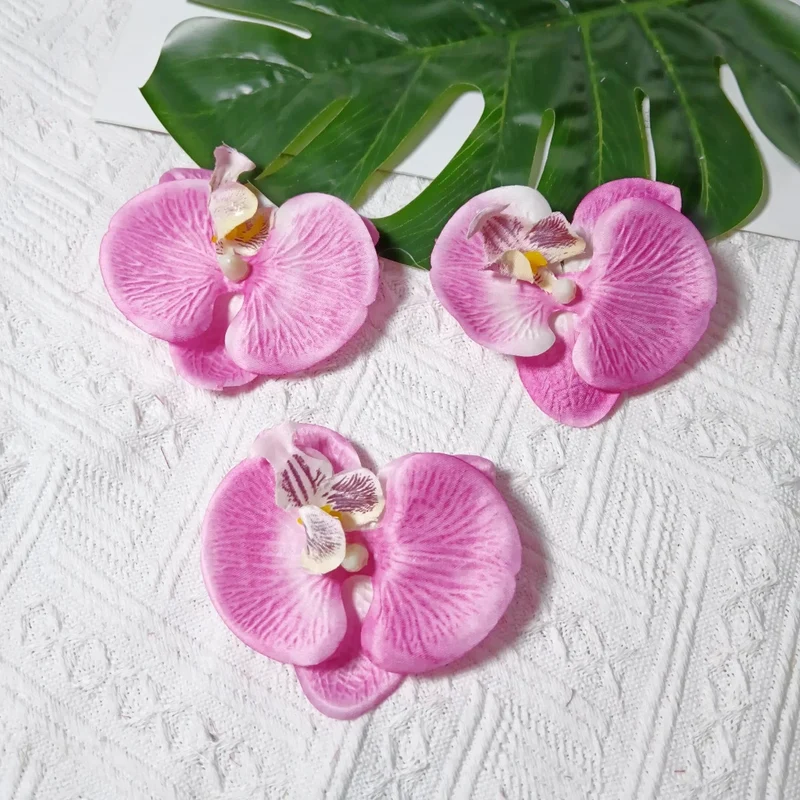 8cm Realistische Kunstorchidee Haarclip, Hochzeitsdekoration, DIY Blüten für Brautsträuße, Tischdeko, Geschenkverpackung