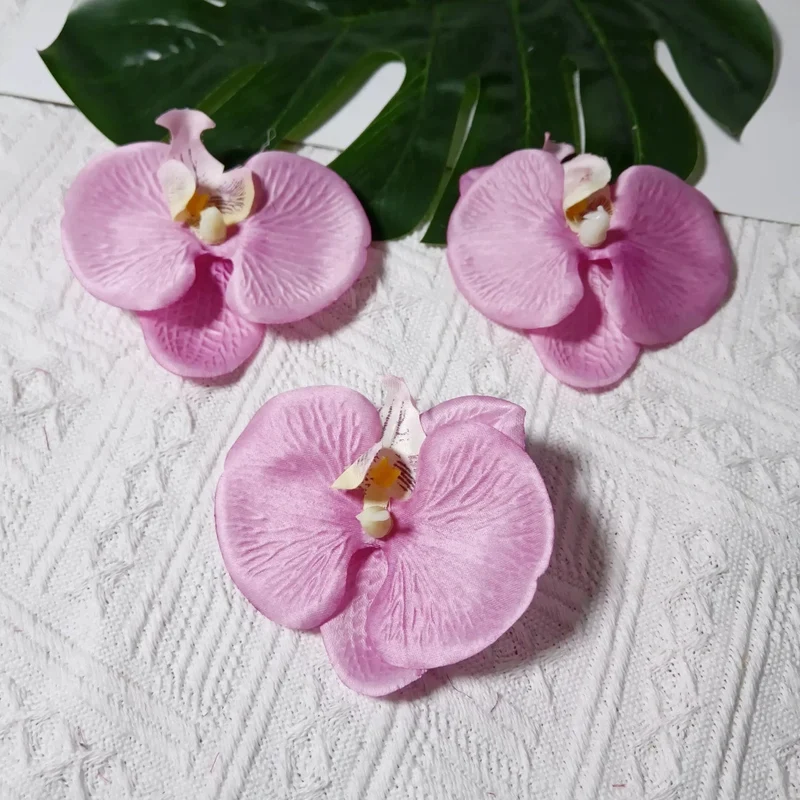 8cm Realistische Kunstorchidee Haarclip, Hochzeitsdekoration, DIY Blüten für Brautsträuße, Tischdeko, Geschenkverpackung