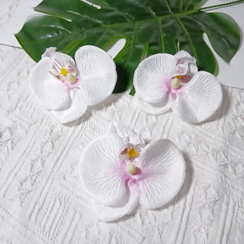8cm Realistische Kunstorchidee Haarclip, Hochzeitsdekoration, DIY Blüten für Brautsträuße, Tischdeko, Geschenkverpackung