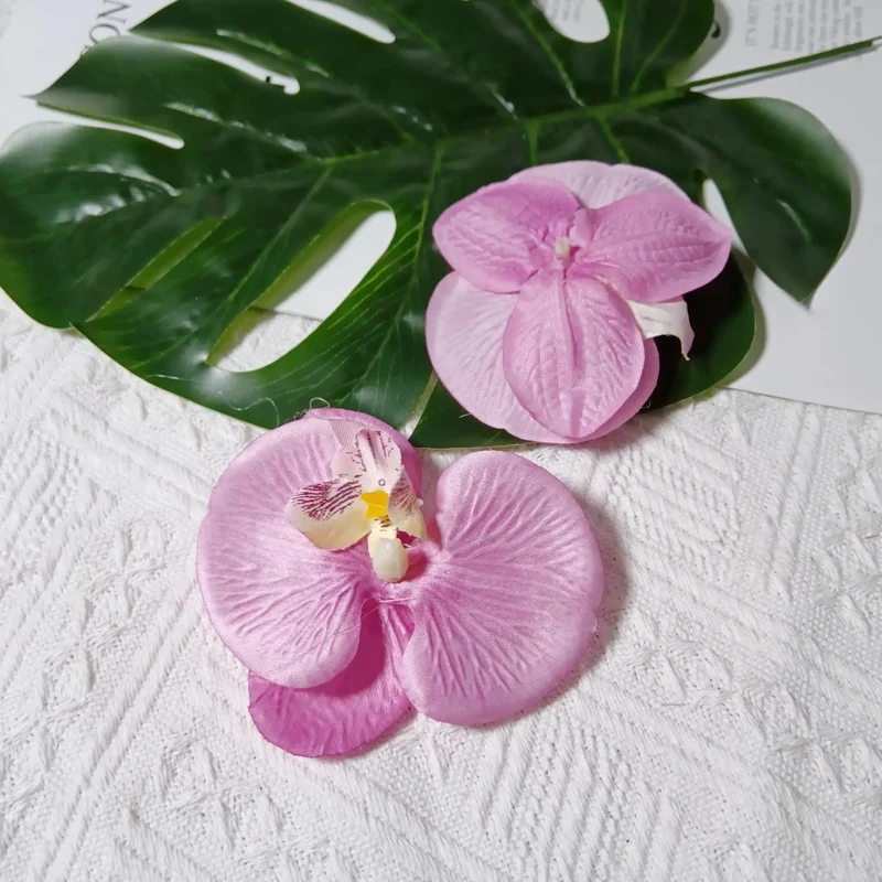 8cm Realistische Kunstorchidee Haarclip, Hochzeitsdekoration, DIY Blüten für Brautsträuße, Tischdeko, Geschenkverpackung