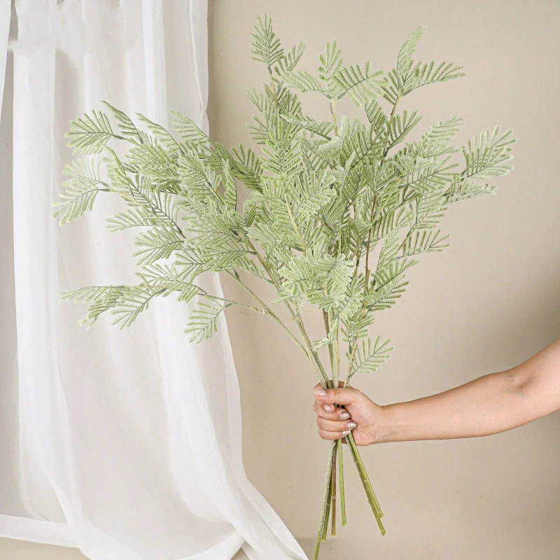 75 cm hohe, realistische Mimose, graugrün, perfekte Dekoration für Hochzeiten, Cafés, Einzelhandel, pflegeleicht, langlebig, allergiefrei