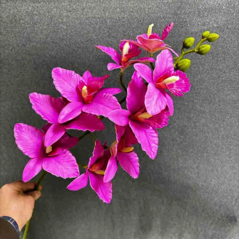 Künstliche 9 Kopf Cattleya Orchidee, 100 cm, realistische Textur, perfekt für Hochzeiten, Cafés, Einzelhandel, langlebig und wartungsfrei