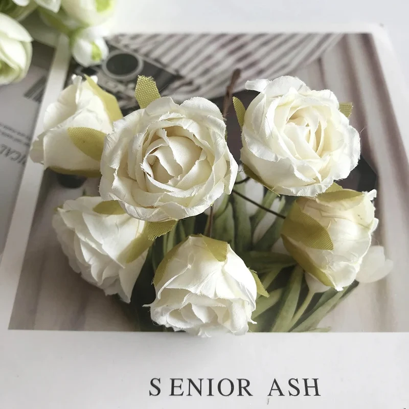 Künstliche Rose Vintage, 12 cm Rosenkopf täuschend echt, ideal für DIY-Projekte, Hochzeitsdeko, Gestecke und Geschenkverpackung