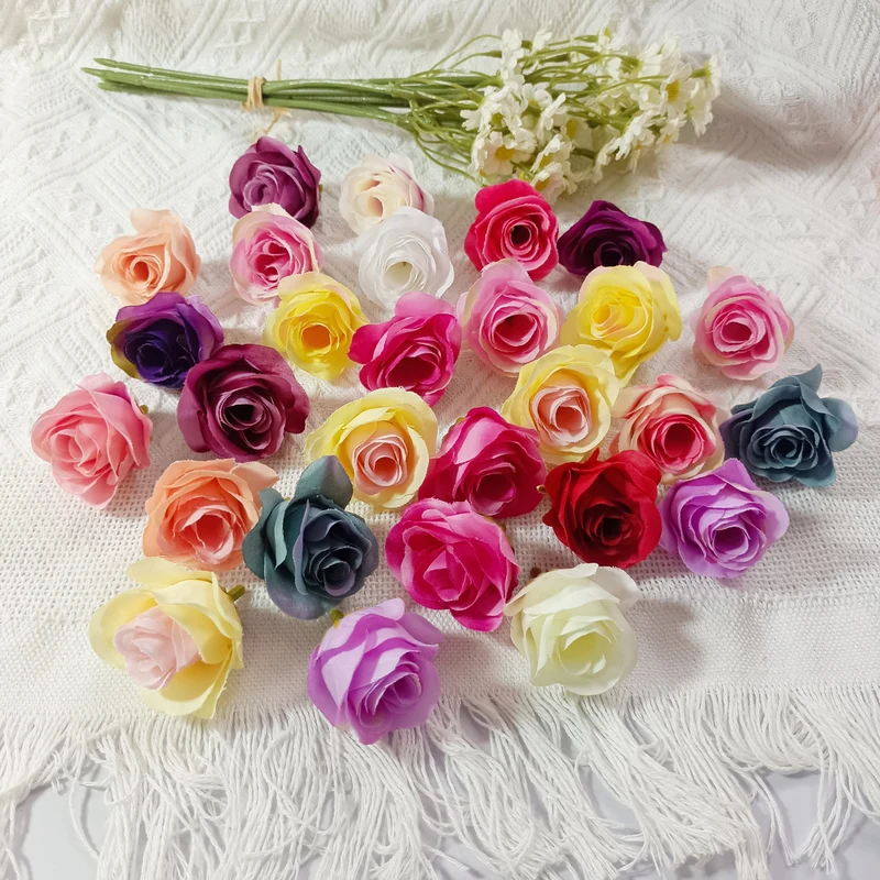 Künstliche kleine Rosenköpfe 4cm, realistisch, DIY Hochzeitsdekoration, Fotografie Requisiten, Geschenkverpackung, langlebig