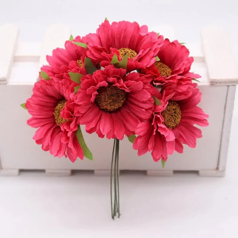 Künstliche Chrysanthemenköpfe, 11 cm Seidenblumen im Bund, Täuschend echte Kunstblumen für DIY, Hochzeit, Gestecke und Floristik-Bedarf