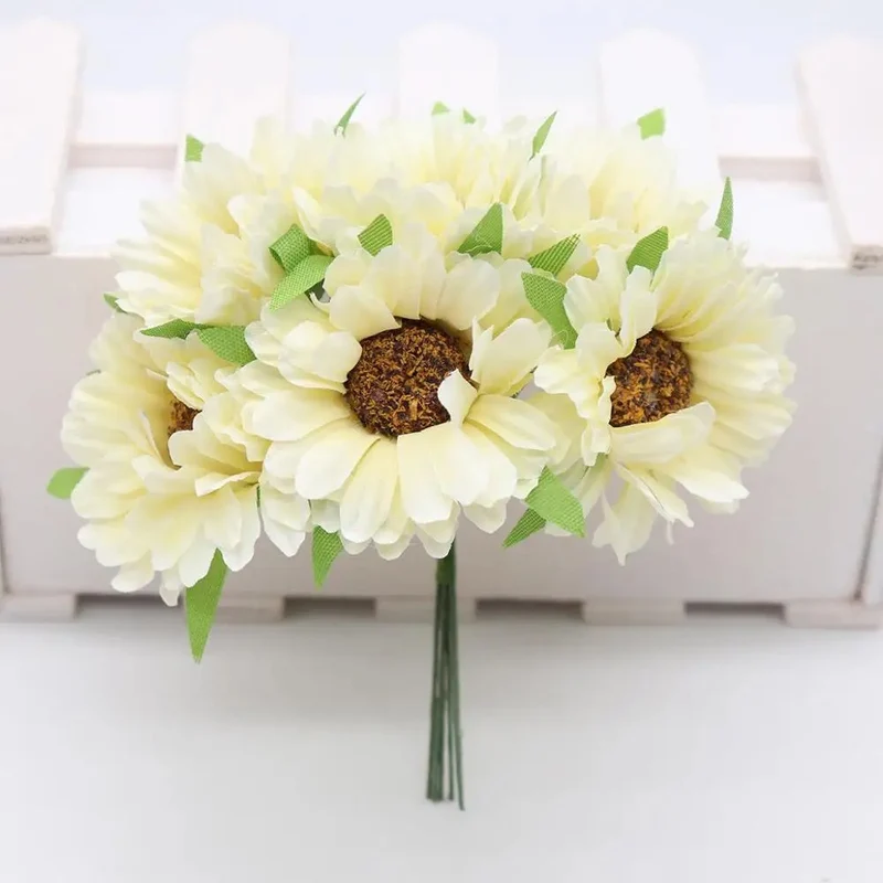 Künstliche Chrysanthemenköpfe, 11 cm Seidenblumen im Bund, Täuschend echte Kunstblumen für DIY, Hochzeit, Gestecke und Floristik-Bedarf