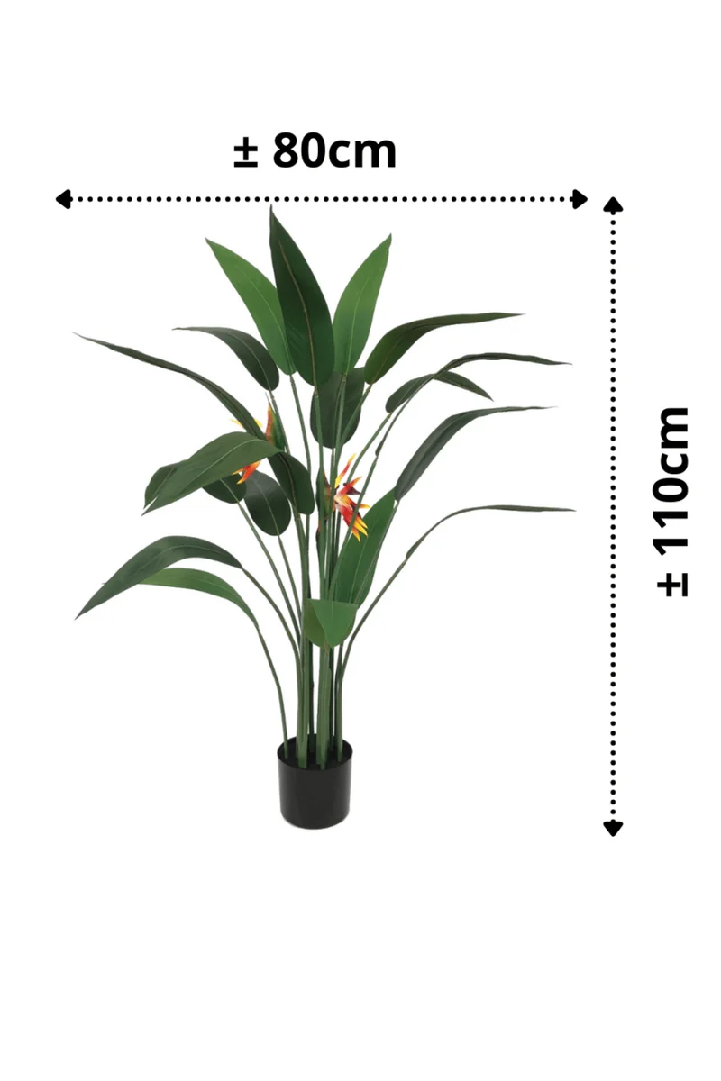 Strelitzie Kunstpflanze mit Blume 110cm