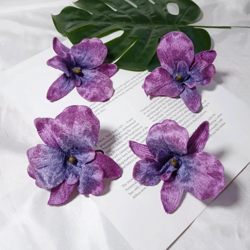 Künstliche Orchideenblüten, 9cm, Samt, realistisch, perfekt für Hochzeiten, DIY Arrangements, Geschenkverpackungen