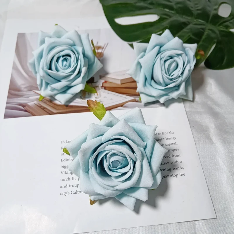 Samt-Rosenkopf 8 cm, realistischer Blütenkopf für DIY & Bastelprojekte, Kunstblume für Hochzeit, Gestecke, Dekoration